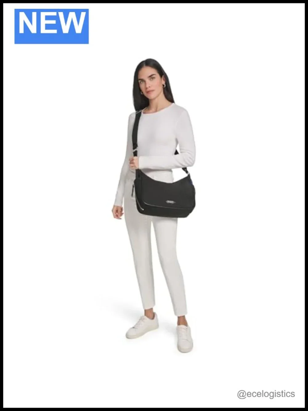 Nylon Organizational Hobo Shoulder Bag with Adjustable Crossbody Strap